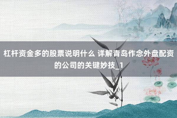 杠杆资金多的股票说明什么 详解青岛作念外盘配资的公司的关键妙技_1